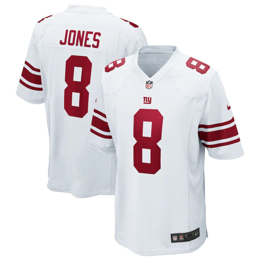Men New York Giants 8 Daniel Jones Nike White Game NFL Jersey